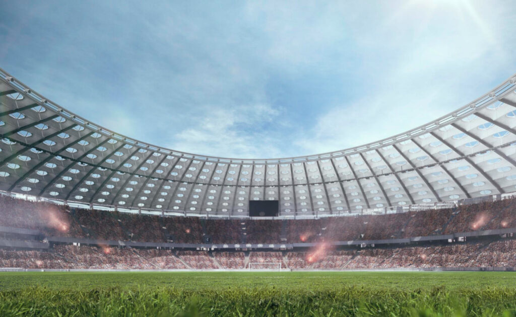 Des footballeurs en action dans un stade professionnel