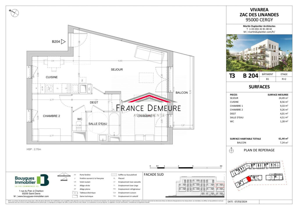 Appartement 3 pièces à vendre – Cergy (95000), 61.44m²